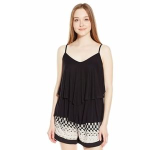 Rachel Pally Women's Rib Ruffle Top, Black